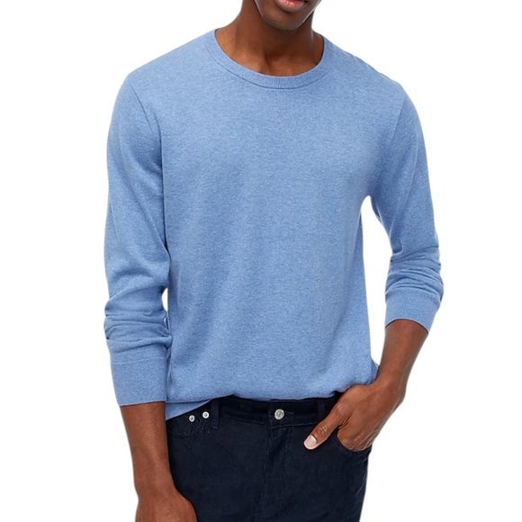 J.Crew Factory Cotton crewneck sweater-tee in heather periwinkle - Picture 2 of 7